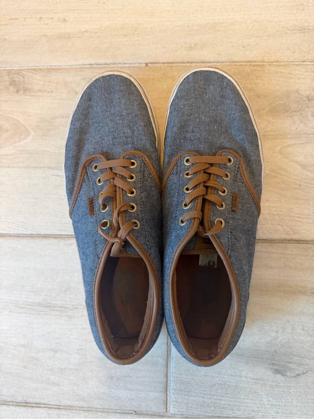 Vans Gray Canvas Low-Top Sneakers with Brown Accents